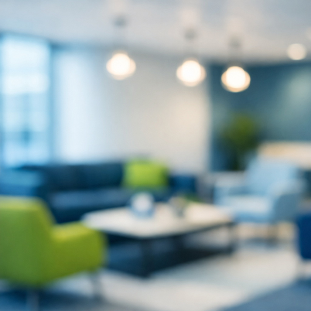 Modern Office Lobby with Neutral Tones and Accent Pops-2 Modern Office Lobby with Neutral Tones and Accent Pops-2